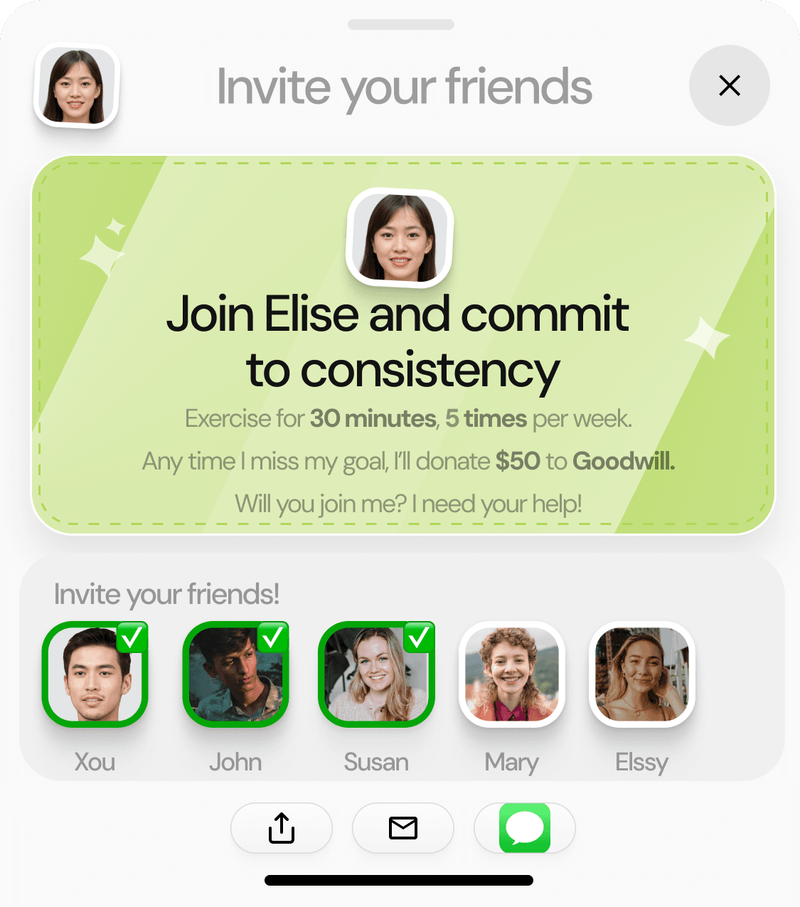 Invite friends interface showing partner invitation